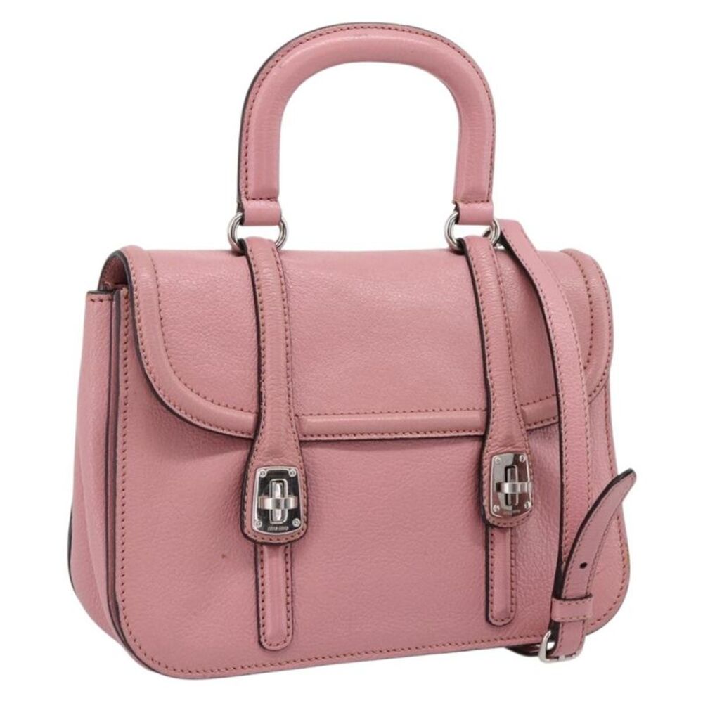 Miu Miu Beau Top Handle Leather Pink Leather Handbag